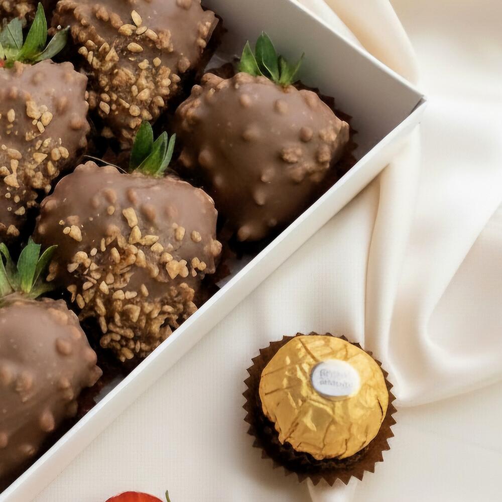Клубника в шоколаде - "9-16 ягод Ferrero (Ферреро)" Молочный шоколад — фото 6