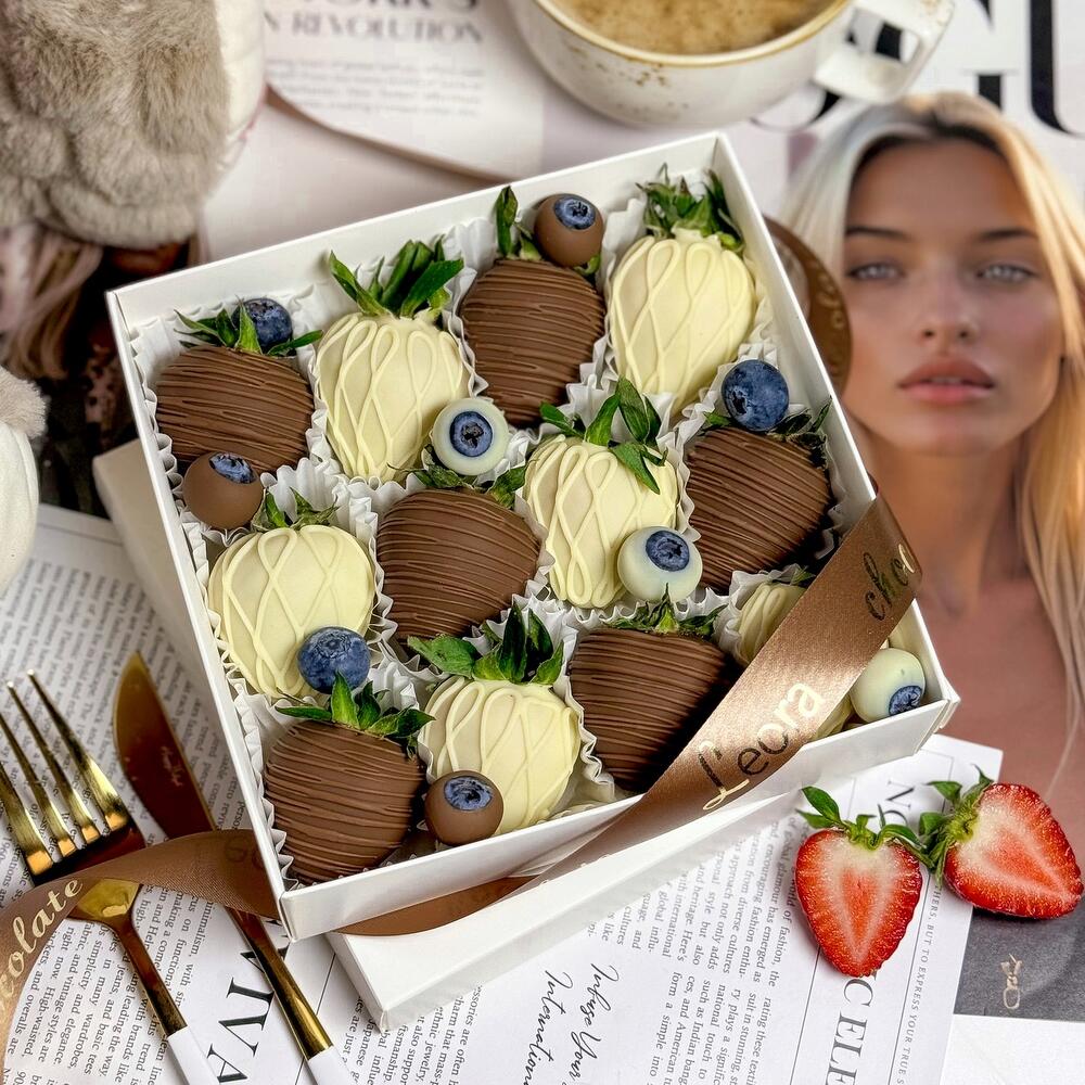 Клубника в шоколаде 9-16 шт. Подарочный набор 1004. Leora-chocolate — фото 2
